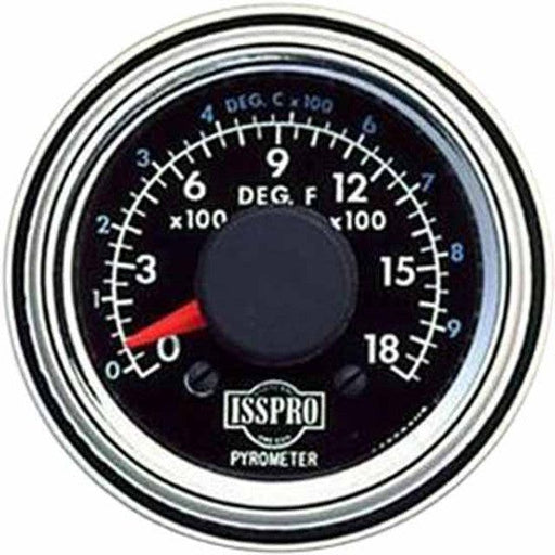 Black #09-150100195 Isspro 2-1/16 Inch Pyrometer Kit 0-1800F W/ Chrome Bezel, Black Face, Red Pointer, 10 Ft. Wiring pyrometer