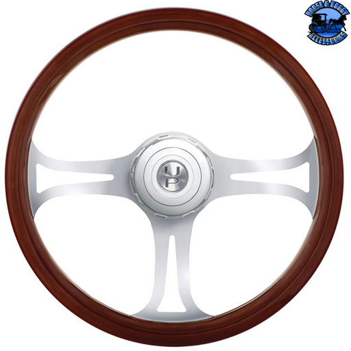 Saddle Brown 18" Blade Style Wood Steering Wheel With Hub & Horn Button Kit For Peterbilt (2006+) & Kenworth (2003+) #88183 steering wheel