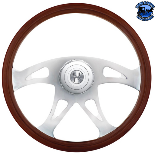 Light Gray 18" Boss Style Wood Steering Wheel With Hub & Horn Button Kit For Peterbilt (2006+) & Kenworth (2003+) #88179 steering wheel