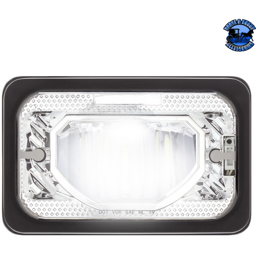 Light Gray ULTRALIT - HEATED 4" X 6" LED HEADLIGHT WITH GLASS LENS & ALUMINUM HOUSING (Choose Color) (Choose High or Low) Heated LED Headlight Chrome / Low Beam