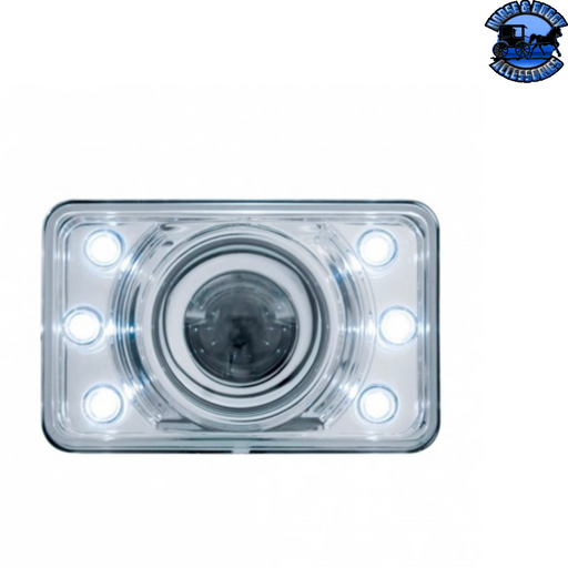 Light Steel Blue ULTRALIT - 4" X 6" CRYSTAL PROJECTION HEADLIGHT WITH 6 WHITE LED POSITION LIGHT (Choose High or Low) HEADLIGHT Low