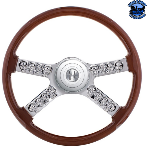 Dark Olive Green 18" Skull Steering Wheel With Hub & Horn Button Kit For Peterbilt (2003+)  & Kenworth (2003+) #88184 steering wheel