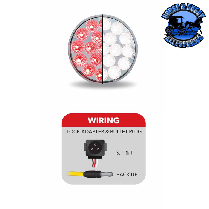Light Gray 4" Round Trux Dual Revolution LEDs (Choose Style and Color) 4" ROUND Red to White - 19 Diodes | Lock Connector Adapter