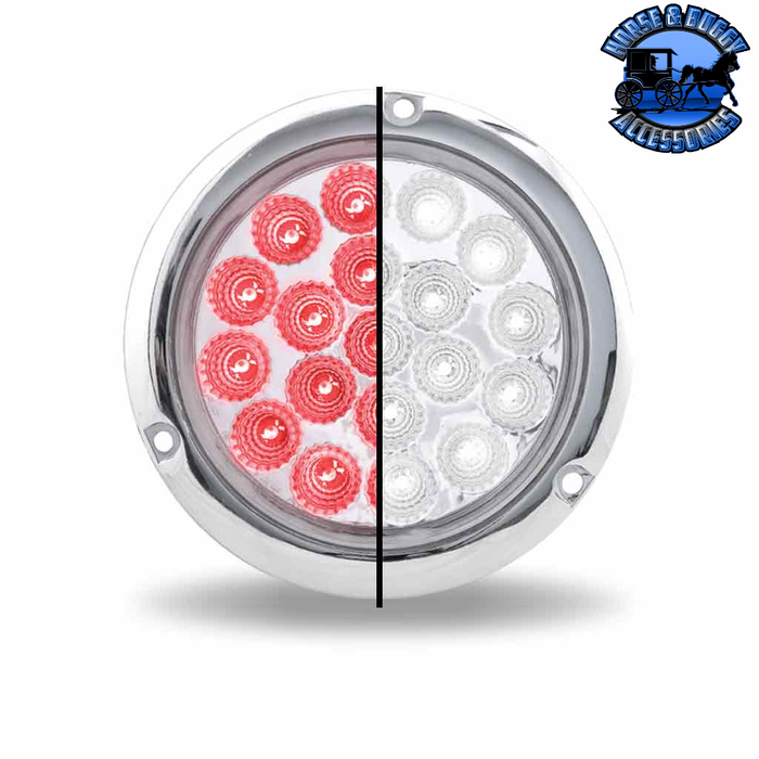 Light Gray 4" Round Trux Dual Revolution LEDs (Choose Style and Color) 4" ROUND Red to White Flange Mount - 19 Diodes