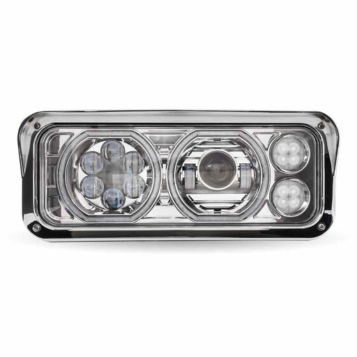 Gray TLED-H120 Universal LED Projector Headlight Assembly with Glow Position Halos & Marker LEDs – Chrome (Driver Side) HEADLIGHT
