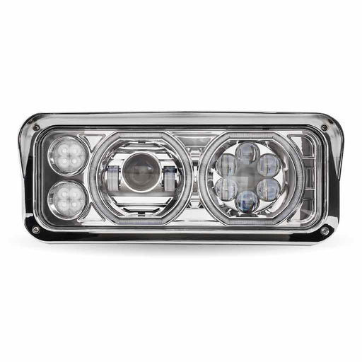 Gray TLED-H121 Universal LED Projector Headlight Assembly with Glow Position Halos & Marker LEDs – Chrome (Passenger Side) HEADLIGHT