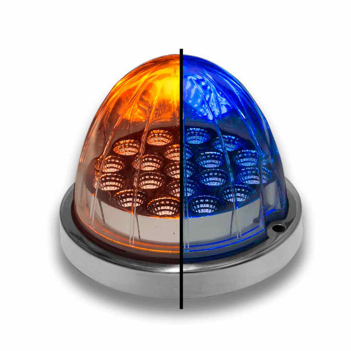 Dual Revolution Amber/Blue Watermelon LED with Reflector Cup & Lock Ring (19 Diodes)