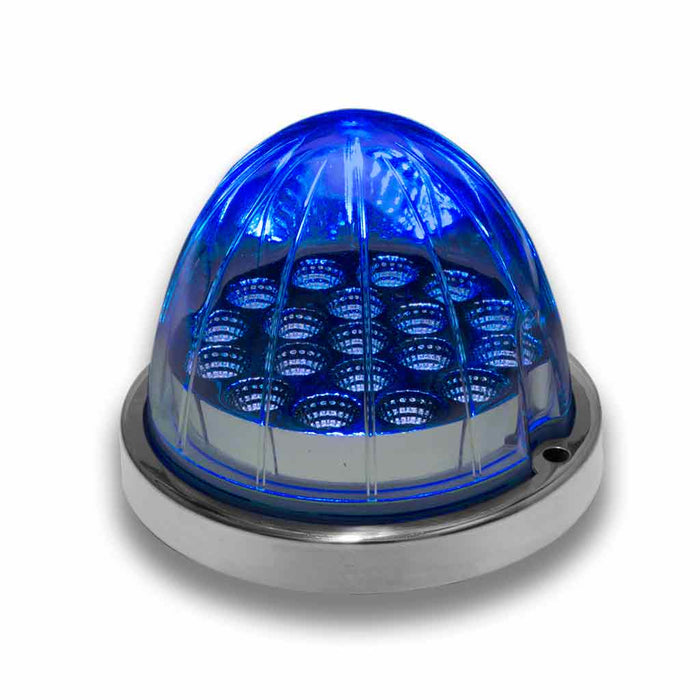 Dual Revolution Amber/Blue Watermelon LED with Reflector Cup & Lock Ring (19 Diodes)