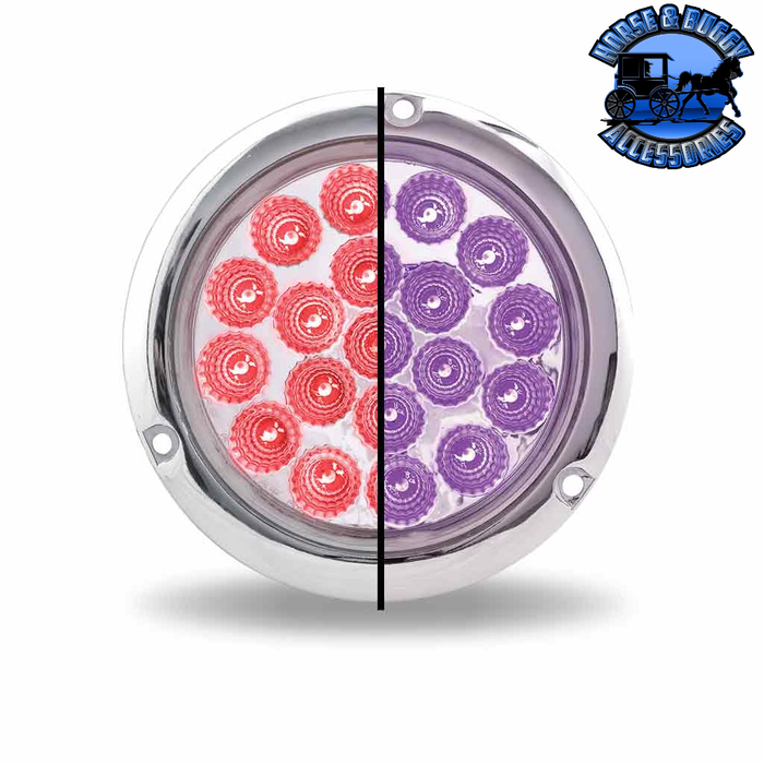Gray 4" Round Trux Dual Revolution LEDs (Choose Style and Color) 4" ROUND Red to Purple Flange Mount - 19 Diodes