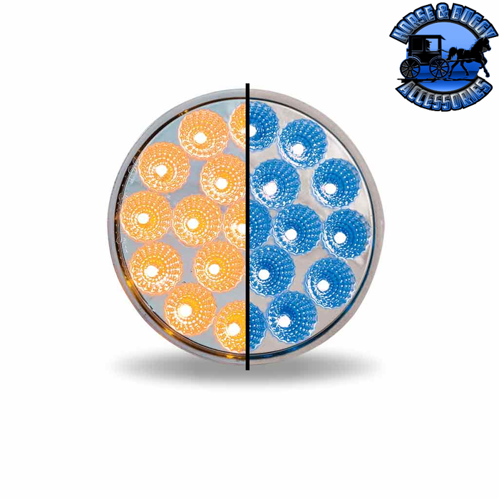 Gray 4" Round Trux Dual Revolution LEDs (Choose Style and Color) 4" ROUND Amber to Blue - 19 Diodes
