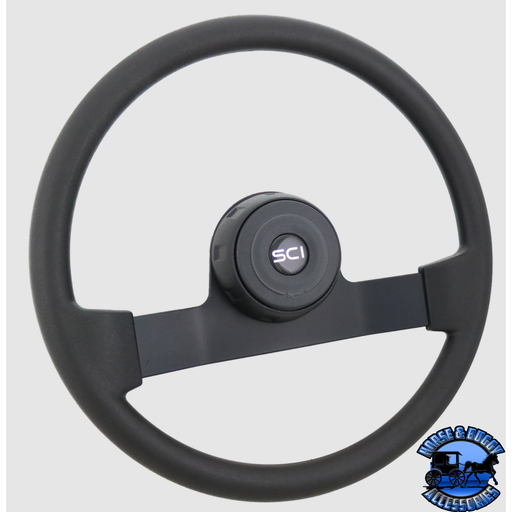 Steering Creations 16" Horizon Polyurethane Rim, Black 2-Spoke, Black Textured Bezel Wheel