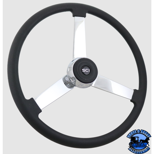 Steering Creations "Lawrence" - 20" Polyurethane Rim, Chrome 3-Spoke Wheel