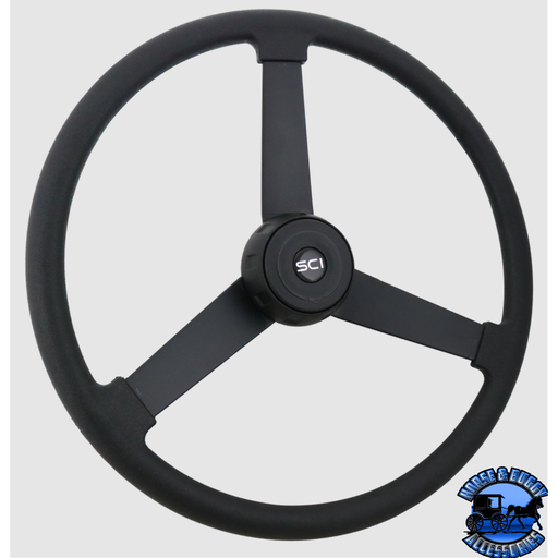Steering Creations "The Beast" - 20" Black Polyurethane Rim, Painted Black 3-Spoke Wheel