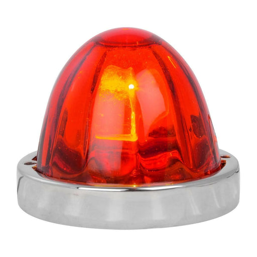 Gray red watermelon glass lens light incandescent old look flush mount (2 wire 1157) #79736 watermelon glass lens