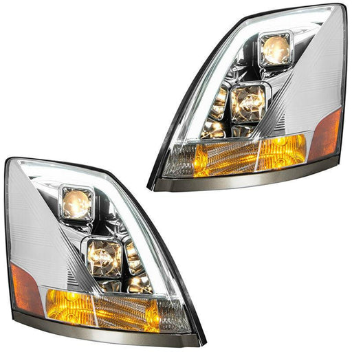Light Gray grand general volvo vn/vnl chrome projector headlights sold in pairs w/white led 89410 - 89411 VOLVO
