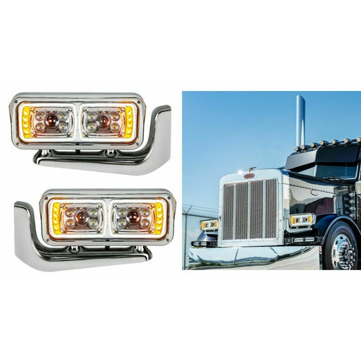 Gray All LED Chrome Full Assembly w/Mounting Arms Peterbilt 389, 379 headlights (Choose side) HEADLIGHT DRIVER SIDE,PASSENGER SIDE