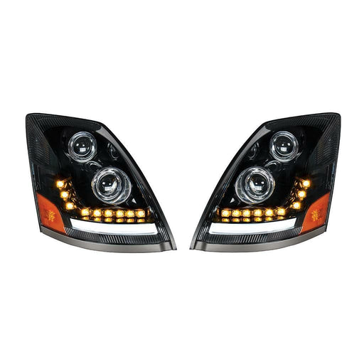 Tan up-35789 "Blackout" LED Headlight W/LED Turn Signal & Position Light For 2003-2017 Volvo LIGHTING