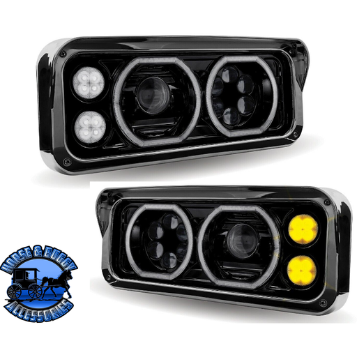 Gray Trux 4x6" Universal LED Projector Headlights Assembly 4"X6" HEADLIGHT Driver's Side,Passenger's Side