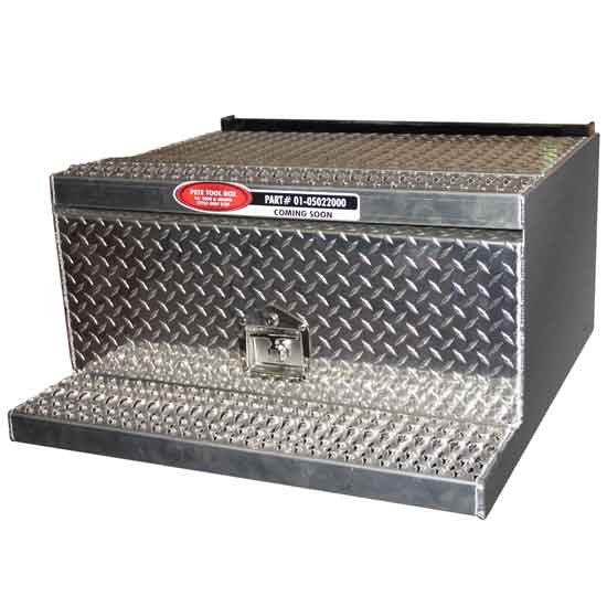 #01-05022001 Diamond Plate Aluminum 24 Inch Tool Box New Style Step by BESTfit For Peterbilt 378, 379, 389 Glider