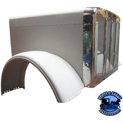 BESTFIT Aluminum Hood W/ Fiberglass Fenders | Stainless Steel Grille Fits Extended Hood Peterbilt 389-Replaces L29-6098-101 PETERBILT Slate Gray