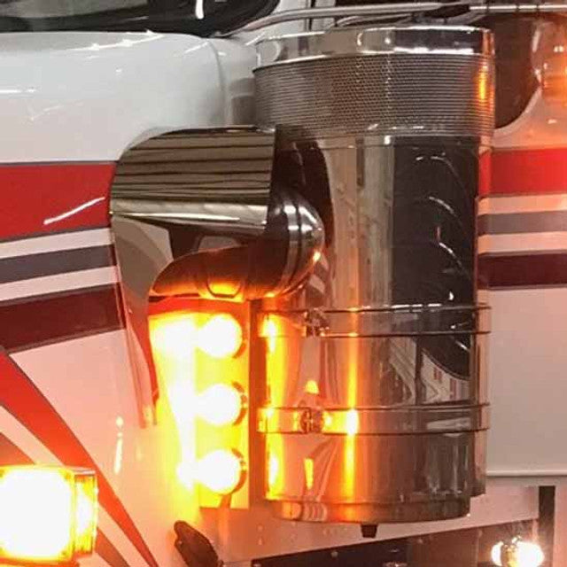 Kenworth W900L Stainless Steel 304 Notched Air Cleaner Hose Guards (For trucks with air cleaner panels) AIR CLEANER Sienna