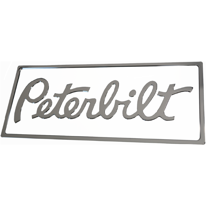 PETERBILT WHITE RECTANGULAR ENGRAVED EMBLEM 108 EMBLEM Slate Gray
