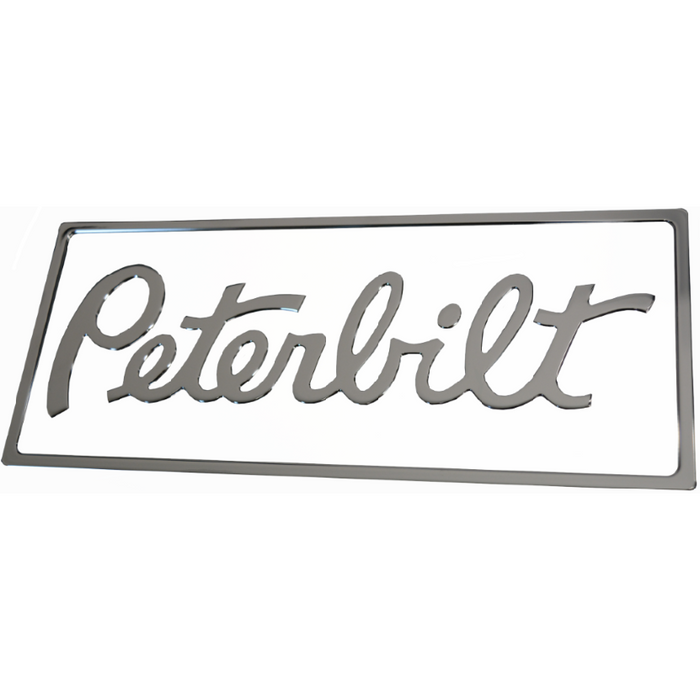 Slate Gray PETERBILT WHITE RECTANGULAR ENGRAVED EMBLEM 108