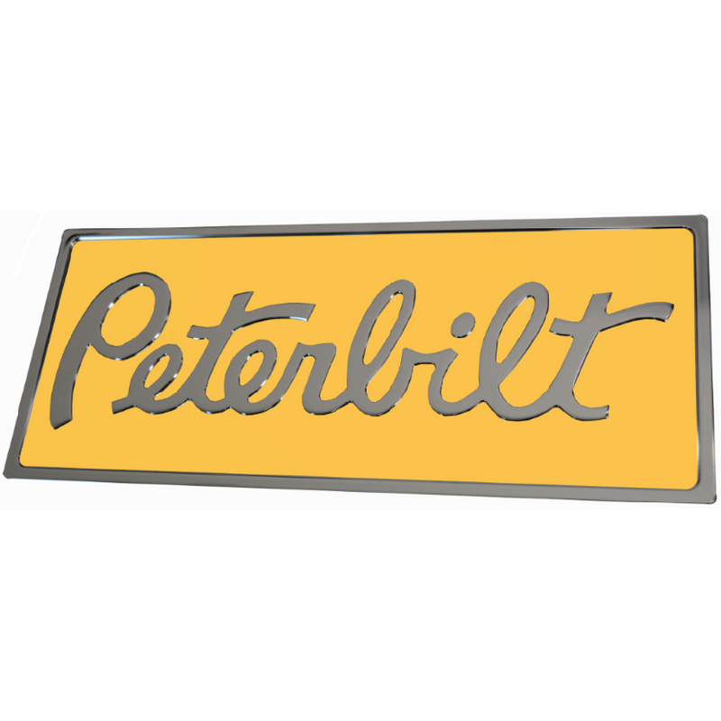 PETERBILT ENGRAVED EMBLEM RECTANGULAR YELLOW 220 EMBLEM Sandy Brown