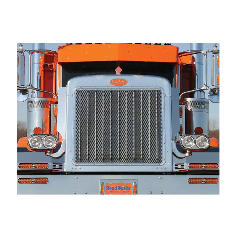 RW-35139-36 (379 extended hood) Punched Grille Insert W/Horizontal Peterbilt Oval Holes Dark Gray