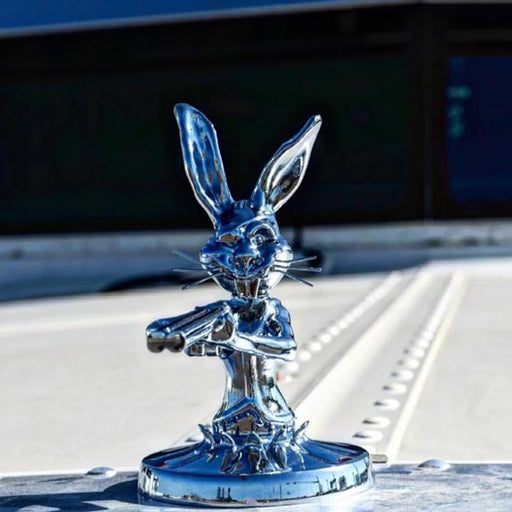Chrome Die Cast hood ornament, shotgun bunny (universal) motor vehicle parts Black