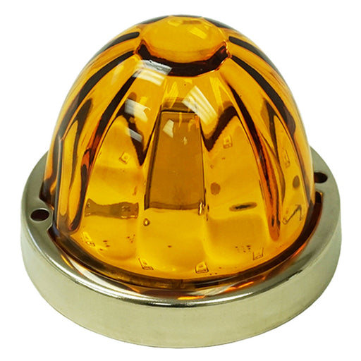 100061AA Legendary Extreme Large Glass Watermelon Amber - Amber 3 Wire Dual Function W/ Aluminum Bezel LED Light - Each Watermelon Light Dark Goldenrod