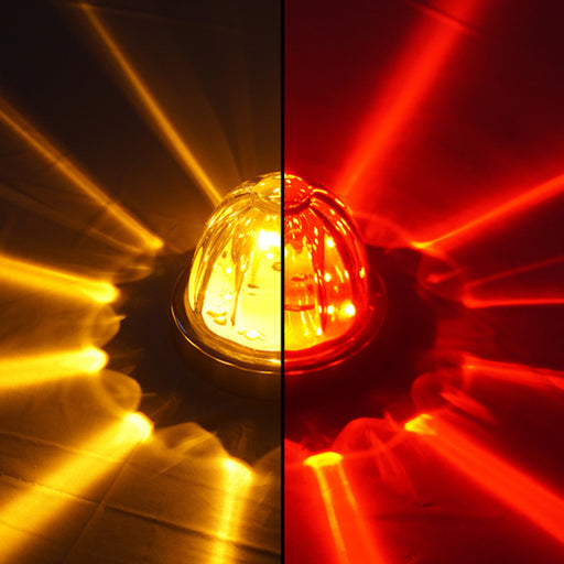 100061CAR Legendary Extreme Large Glass Watermelon Amber To Red - Clear 3 Wire Dual Function W/ Aluminum Bezel LED Light - Each Watermelon Light Dark Red