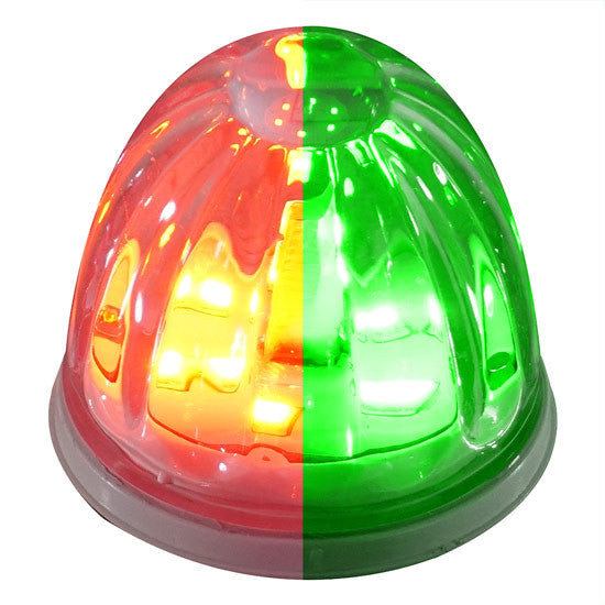 LEGENDARY 2 INCH WATERMELON LIGHT GLASS LENS TWO COLORS CLEAR LENS WITH  LED 4 WIRE PC BASE GROMMETT MOUNT NOT INCLUDED