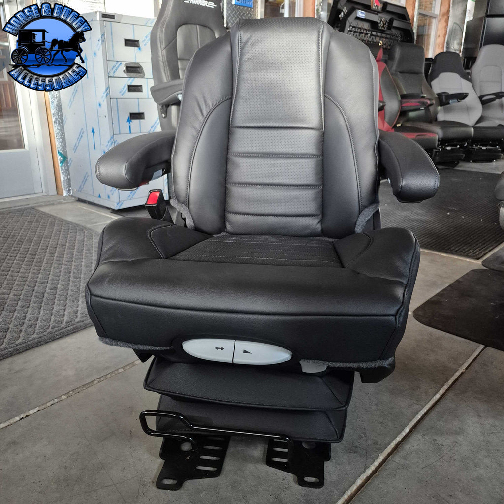AF-21103lE14 Graymag Premium Black Leather Mid Back Air Seat W