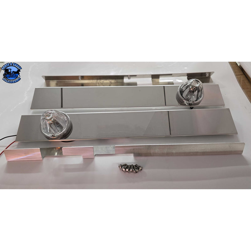 SS-1746 - PETERBILT 589 STRAP-MOUNT FRONT AIR CLEANER BRACKET w/ (1) WATERMELON AT THE BOTTOM (SOLD IN PAIRS) AIR CLEANER BRACKET Light Slate Gray