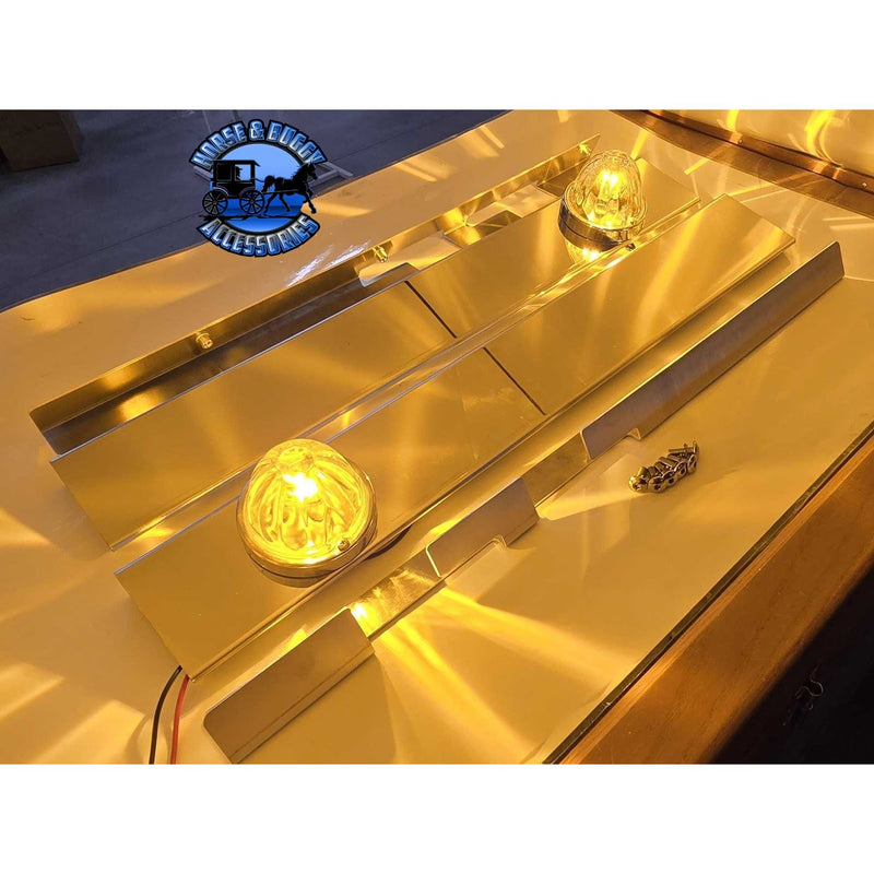 SS-1746 - PETERBILT 589 STRAP-MOUNT FRONT AIR CLEANER BRACKET w/ (1) WATERMELON AT THE BOTTOM (SOLD IN PAIRS) AIR CLEANER BRACKET Chocolate