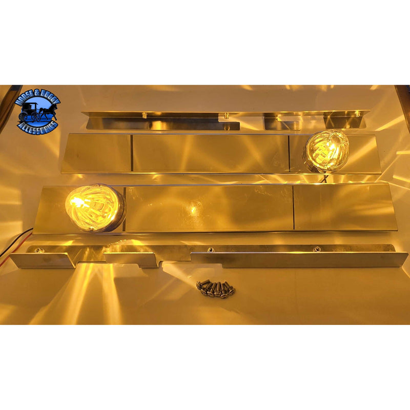 SS-1746 - PETERBILT 589 STRAP-MOUNT FRONT AIR CLEANER BRACKET w/ (1) WATERMELON AT THE BOTTOM (SOLD IN PAIRS) AIR CLEANER BRACKET Sienna