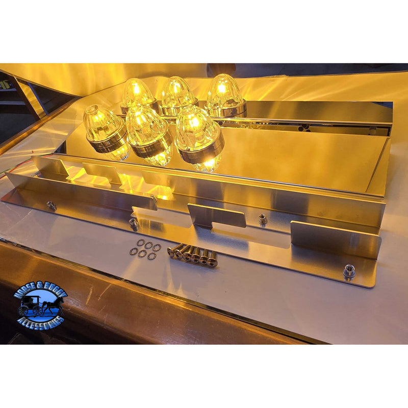 SS-1749 - PETERBILT 589 STRAP-MOUNT FRONT AIR CLEANER BRACKET w/ (3) WM Light Holes ON BOTTOM (SOLD IN PAIRS) AIR CLEANER BRACKET Sienna