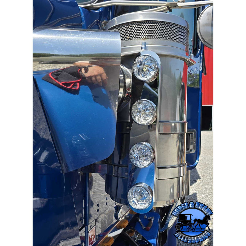 SS-1725 FRONT KENWORTH RADIUS STYLE BRACKET 15" AIR CLEANER (SOLD IN PAIRS) (Lights not included) air cleaner Dark Slate Gray