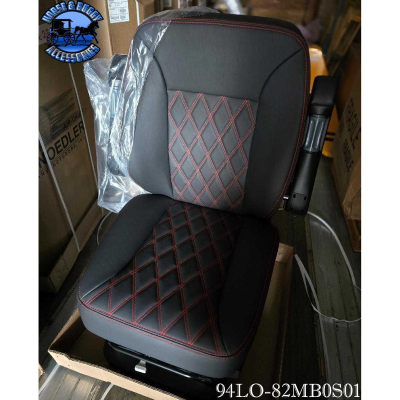 94LO-82MB0S01 BLACK W/RED STITCHING KNOEDLER SEAT-BLACK SYNTHETIC LEATHER RED STITCHING IN DIAMOND PATTERN