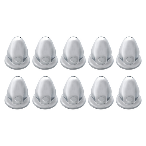 UP-10005P 33mm x 2-1/8" Chrome Steel Bullet Nut Covers With Flange (10-Pack)