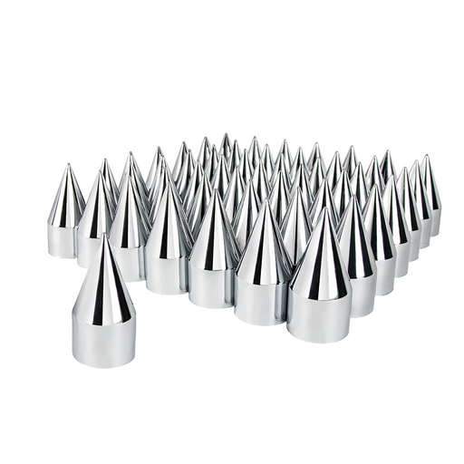 UP-10007CB 33mm X 4-1/8" Chrome Plastic Spike Nut Covers - Thread-On (60-Pack)