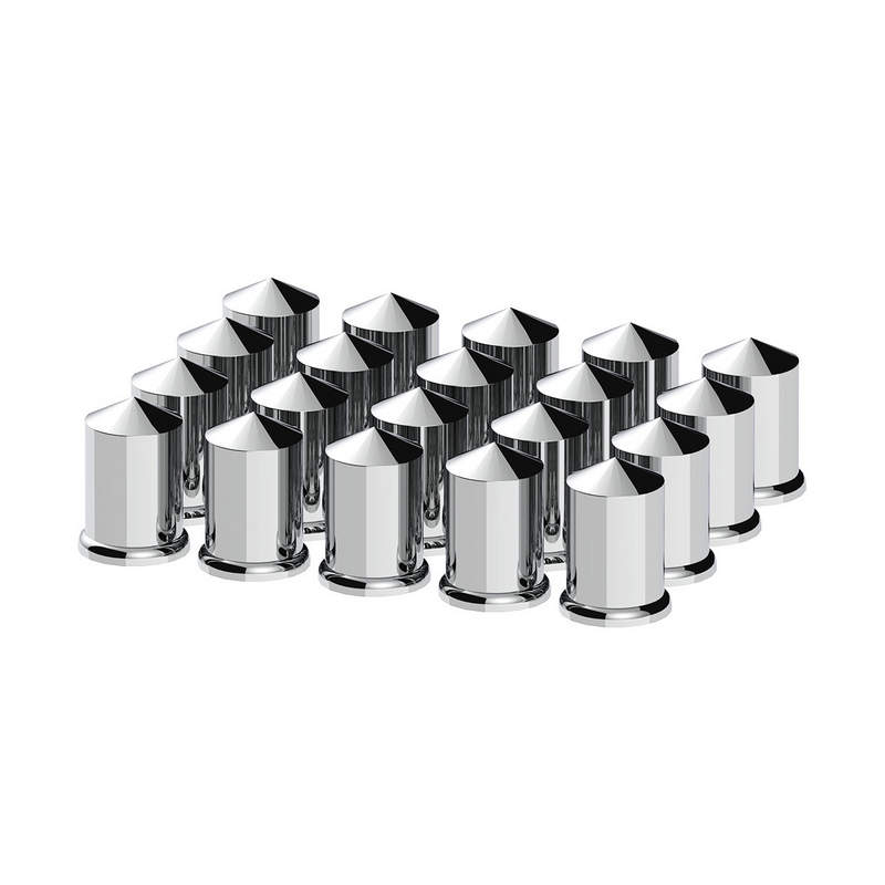 UP-10011 1-1/2" X 3" Chrome Plastic Pointed Nut Covers - Push-On (20-Pack)