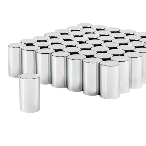 UP-10013CB 33mm x 3-1/2" Chrome Plastic Cylinder Nut Covers - Thread-On (Color Box of 50)
