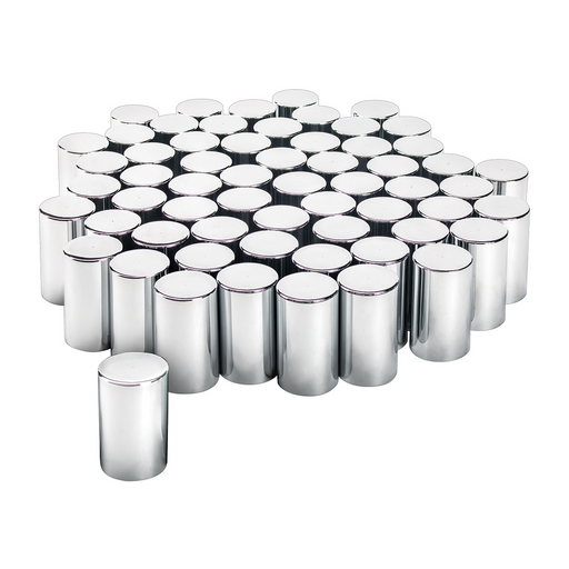UP-10013CB 33mm x 3-1/2" Chrome Plastic Cylinder Nut Covers - Thread-On (Color Box of 50)