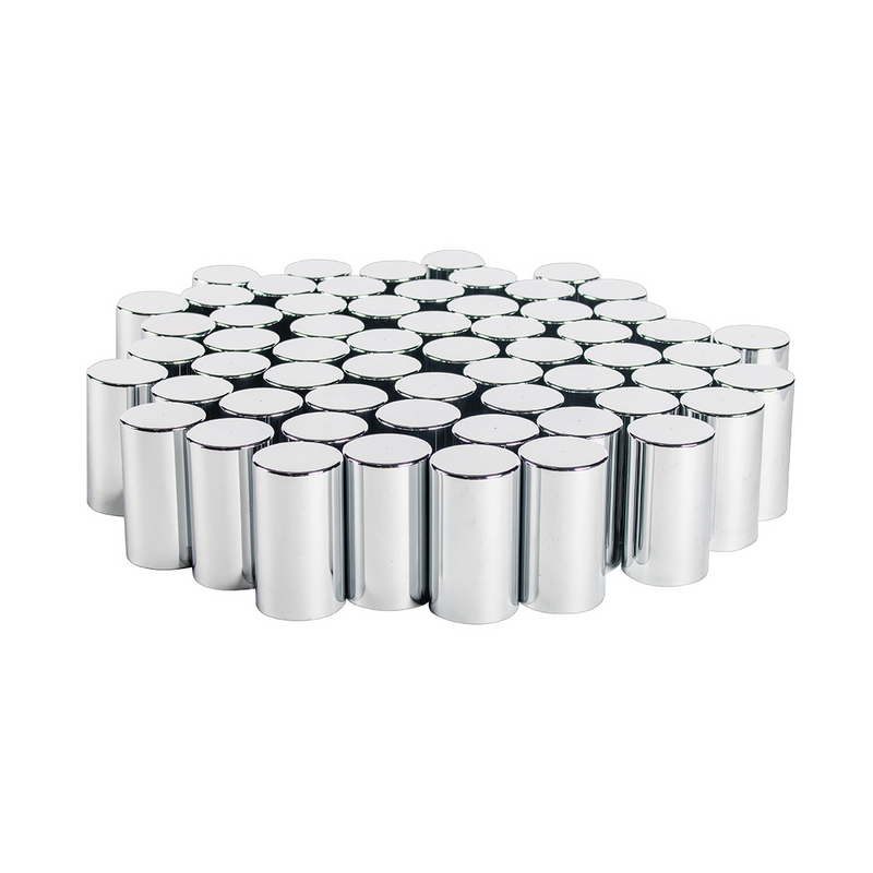 UP-10013CB 33mm x 3-1/2" Chrome Plastic Cylinder Nut Covers - Thread-On (Color Box of 50)