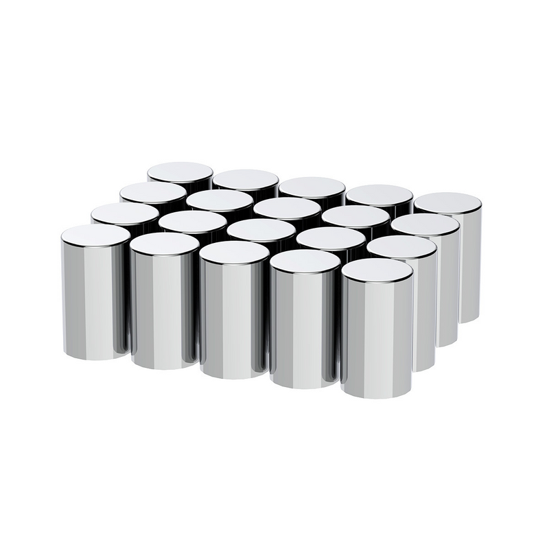 UP-10013 33mm x 3-1/2" Chrome Plastic Cylinder Nut Covers - Thread-On (Color Box of 10)