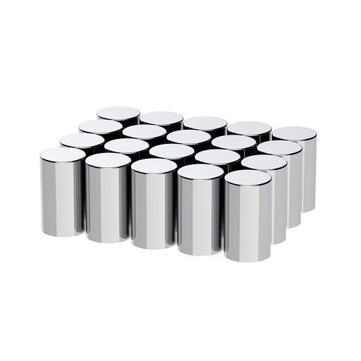 UP-10013 33mm x 3-1/2" Chrome Plastic Cylinder Nut Covers - Thread-On (Color Box of 10)