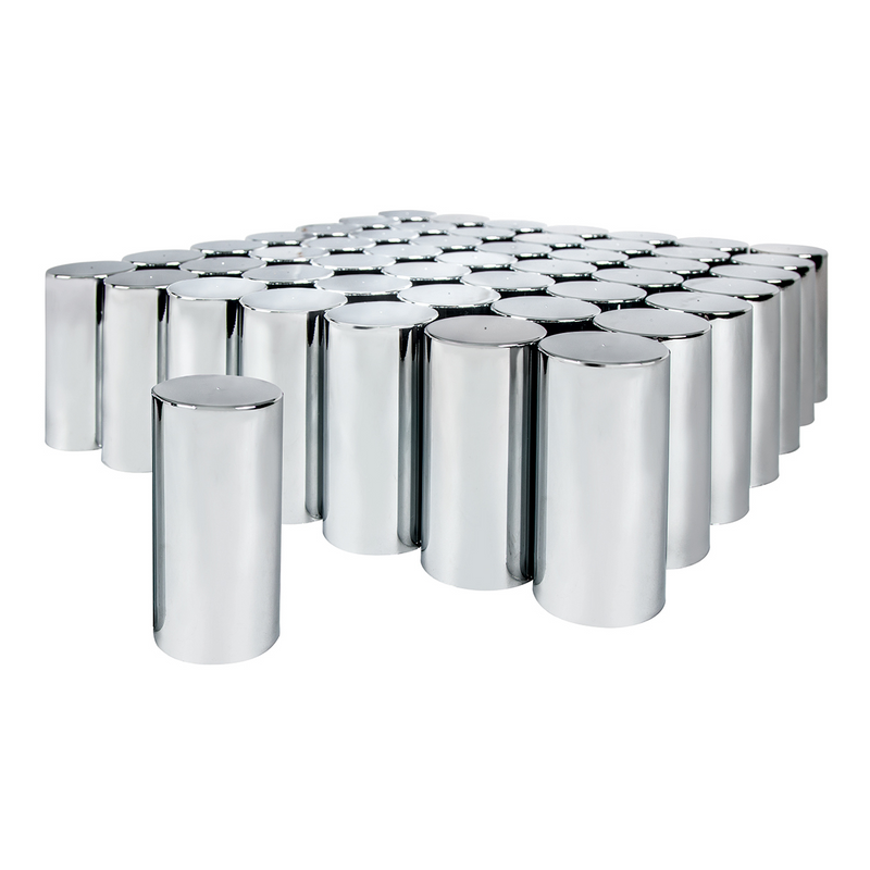 UP-10034CB 33mm X 4-1/4" Chrome Plastic Tall Cylinder Nut Covers - Thread-On (60-Pack)