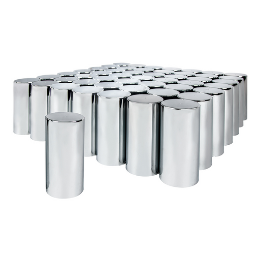 UP-10034CB 33mm X 4-1/4" Chrome Plastic Tall Cylinder Nut Covers - Thread-On (60-Pack)